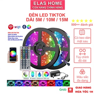 Đèn led tiktok đổi màu Elashome đèn led cảm ứng nhạc trang trí phòng ngủ sử dụng app và điều khiển RGB 5050 2835