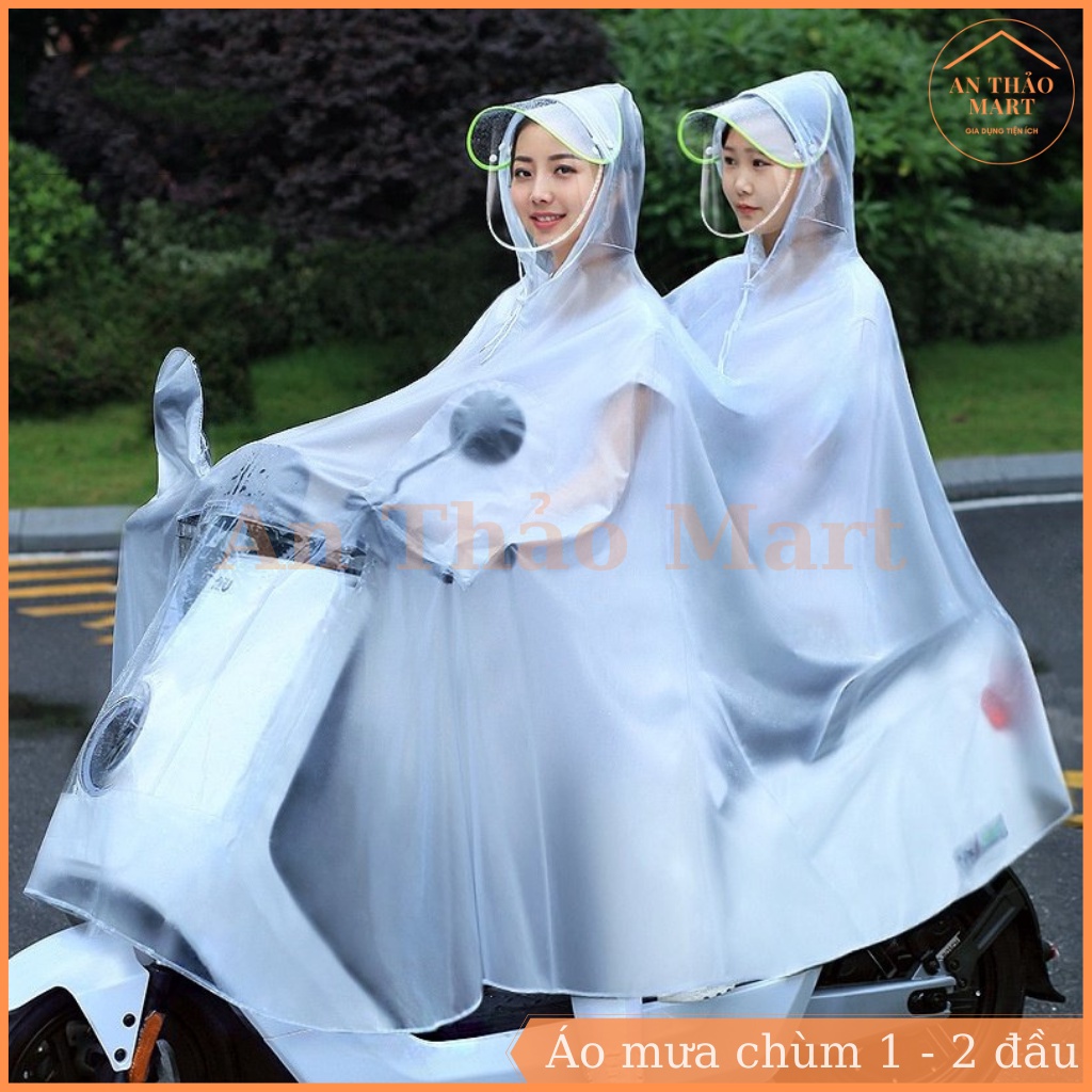 Áo Mưa Trong Suốt, Phản Quang 1 Đầu và 2 Đầu  Có Kính Che Mưa Kèm Chụp Gương Chất Liệu Dày Dặn Loại Đẹp