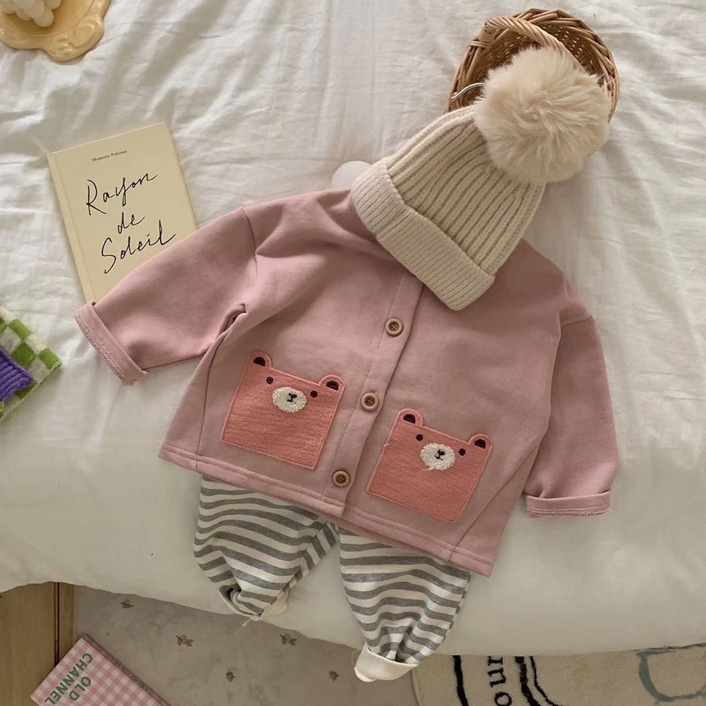 Áo khoác nỉ trẻ em gấu thỏ dễ thương, áo khoác trẻ em thu đông
