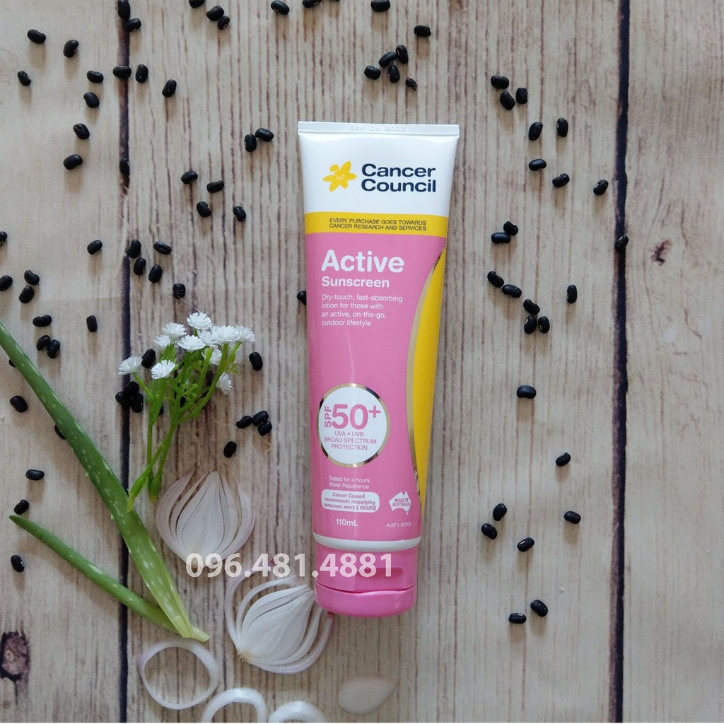 [CHÍNH HÃNG] Kem chống nắng năng động chân ái Cancer Council Active Sunscreen NHÃN HỒNG SPF50+/ PA ++++