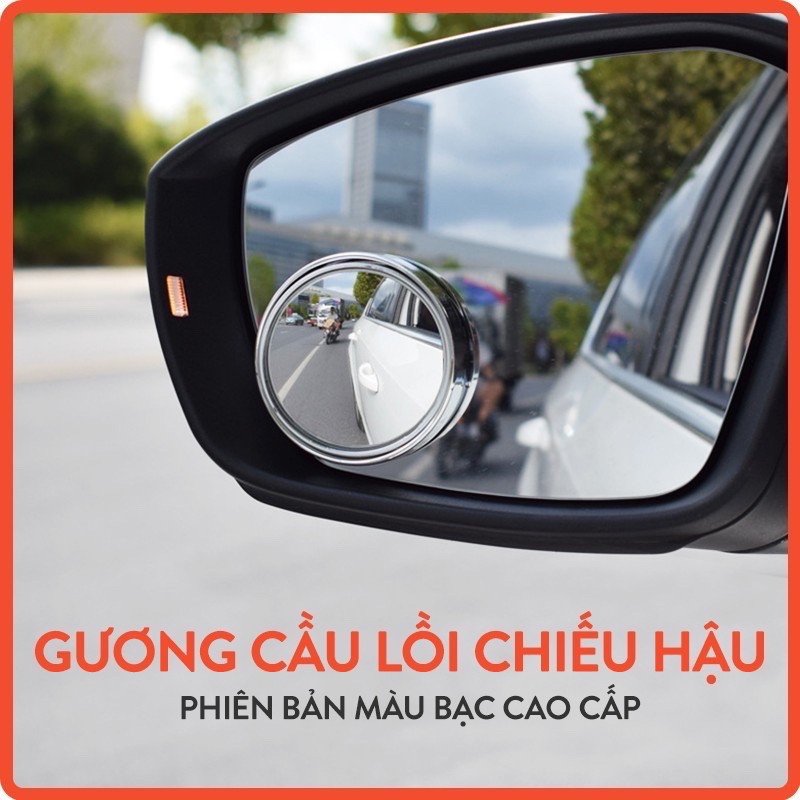 Gương cầu lồi có viền tròn dán kính chiếu hậu ô tô xoay 360 độ