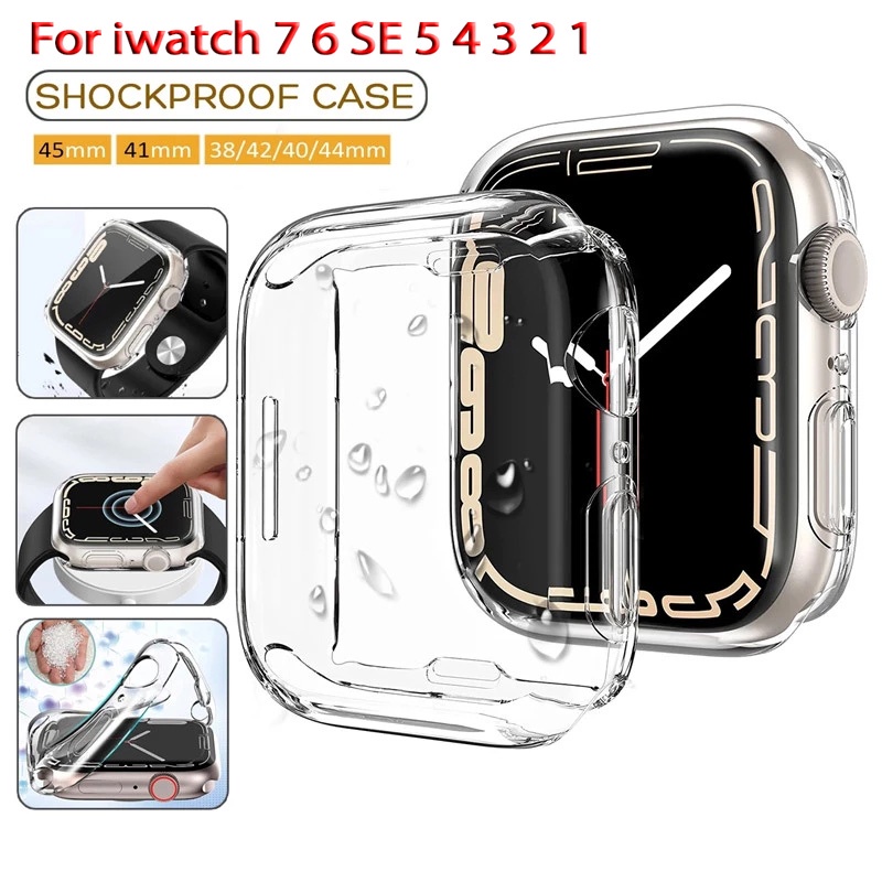Ốp bảo vệ đồng hồ thông minh bằng TPU trong suốt dành cho Apple Watch Series 7 6 SE 5 4 45mm 41mm 40mm 44mm