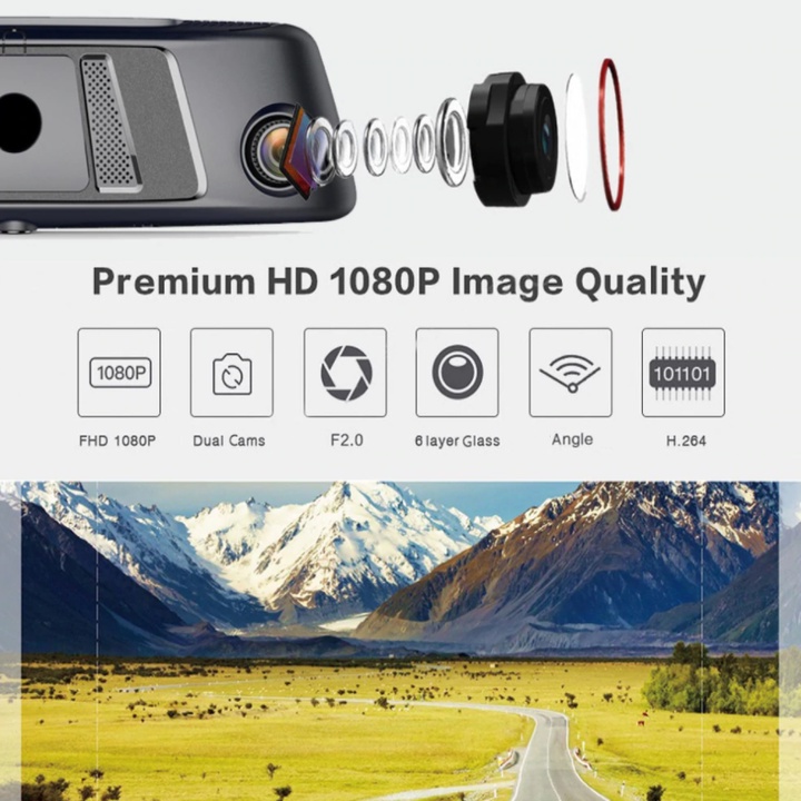 Camera hành trình 360 độ gương ô tô cao cấp Whexune K960 - HÀNG CHÍNH HÃNG BÀO HÀNH 12 THÁNG