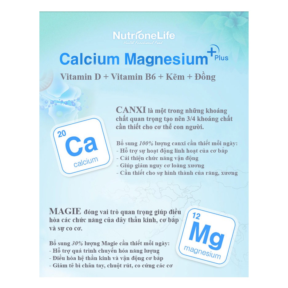❤️ Calcium magnesium Plus NutrioneLife  - 30 viên - Giúp bổ sung canxi và vitamin D3.