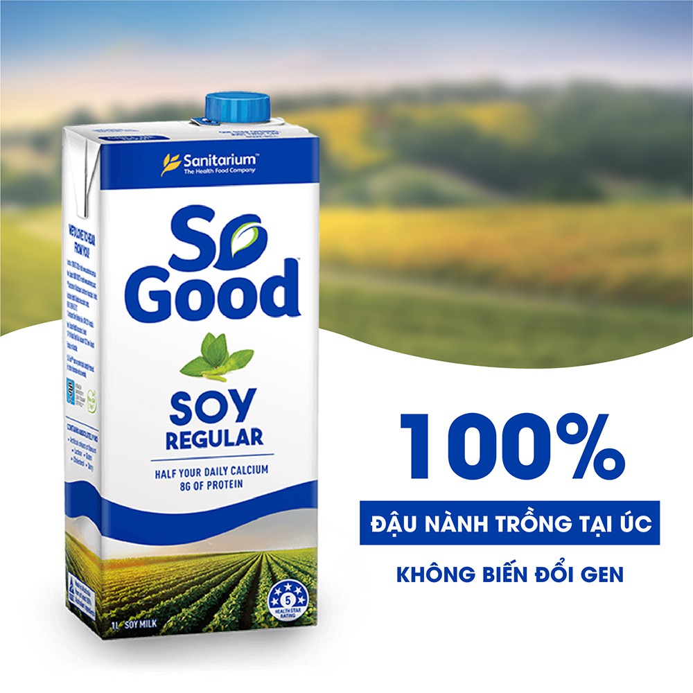 Sữa đậu nành So Good thùng 12 hộp 1L, làm từ đậu nành Úc, calo thấp, ít ngọt, sản xuất tại Úc