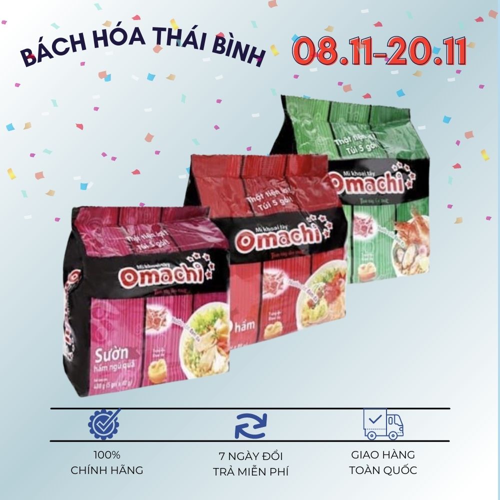 Bịch 5 gói Mì Tôm Omachi Xốt Bò Hầm - Sườn Hầm 80g