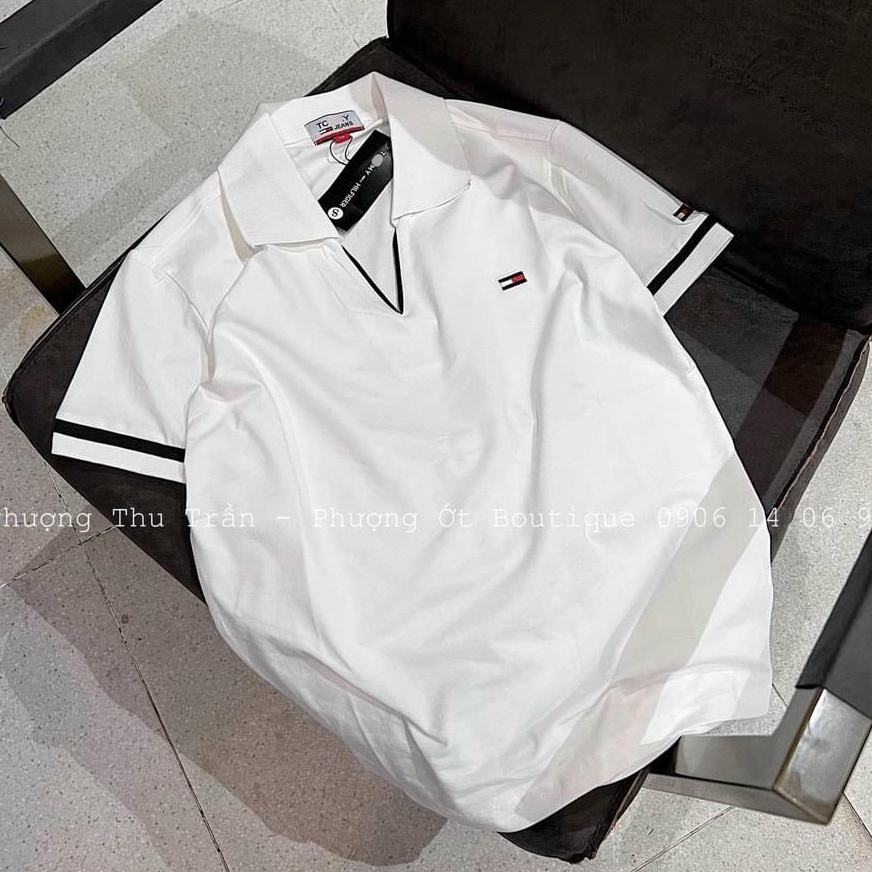 Polo nữ chất cá sấu cổ V cá tính tay bo dệt hàng có size vanmiushop