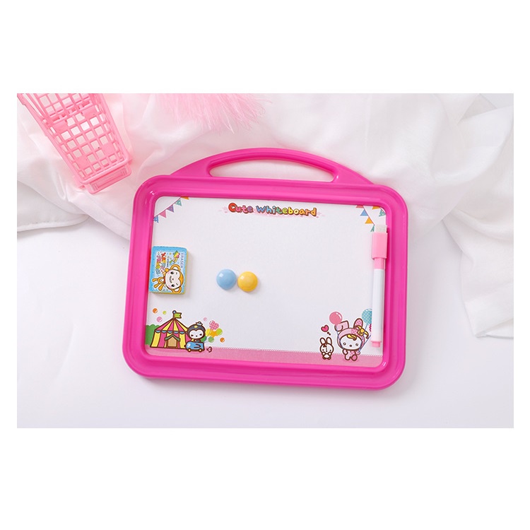 Bảng viết bút dạ 2 mặt kèm bút dạ và lau bảng nhiều màu cho bé