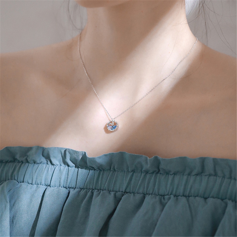 Dây Chuyền Choker Qipin Mặt Họa Tiết Tiên Cá Xanh Lam Thời Trang Hàn Quốc Cho Nữ