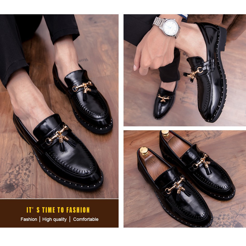 INLIKE Italian Men Loafers Split Leather Party And Wedding Mens Dress Shoes | BigBuy360 - bigbuy360.vn