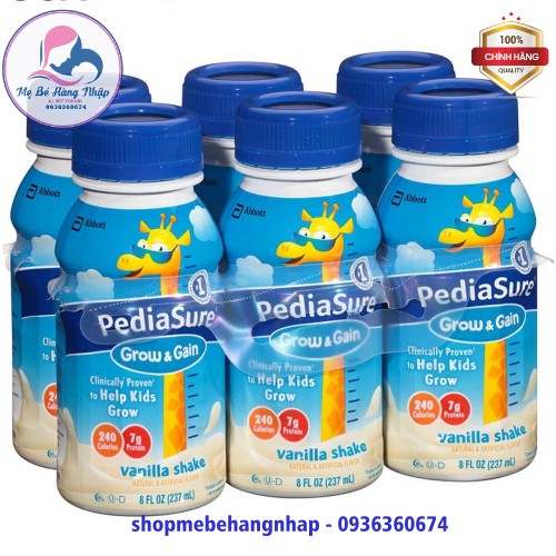 Combo 6 chai Sữa Pediasure nước - Pediasure Mỹ pha sẵn 237ml