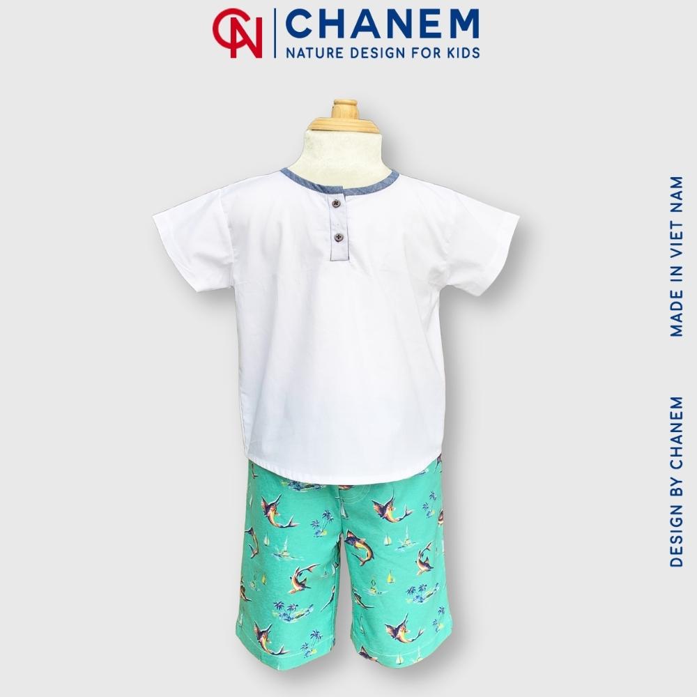 Quần đùi đến đầu gối họa tiết cá chất thô cotton mềm, Quần short cho bé trai, bé gái POLI PANTS CHANEM