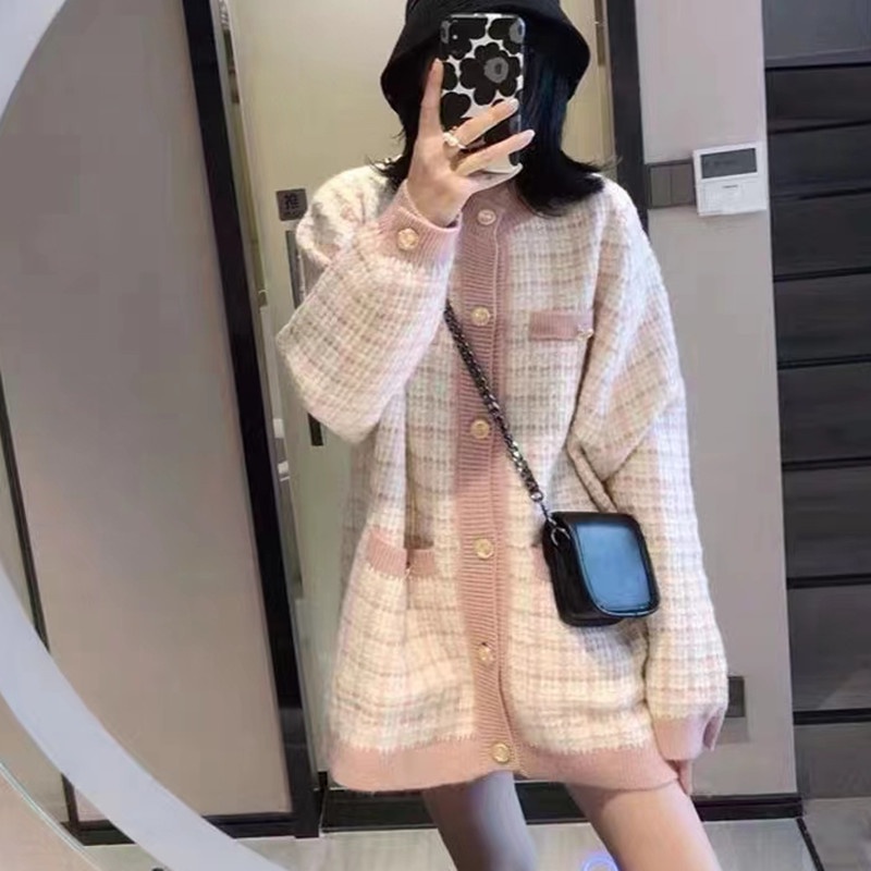 Hàng Sẵn_ Áo dạ tweed áo khoác len kẻ sọc phong cách Hàn