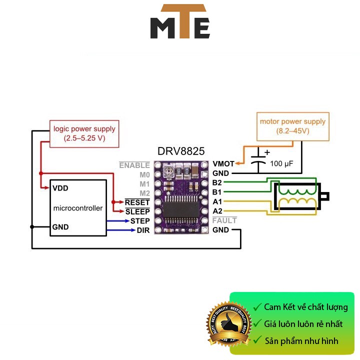 Mạch điều khiển động cơ bước DRV8825 Step driver (Có kèm tản nhiệt)