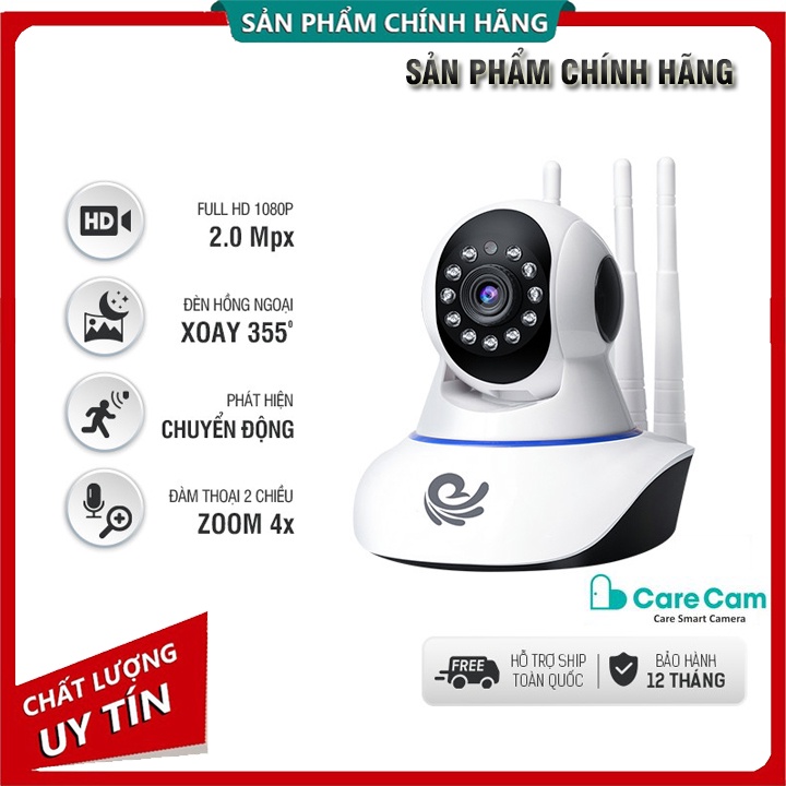 Camera ip Yoosee 3 râu Siêu nét/ Carecam 3 anten 2.0MP