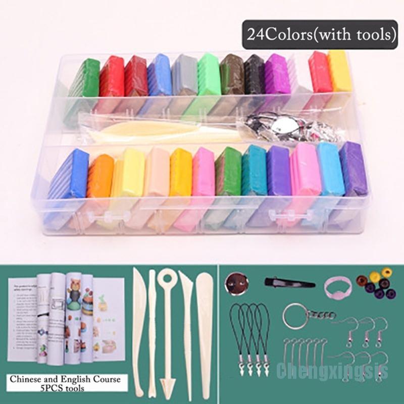 [Chengxingsis]New 24/32/42 Colors of Oven-Bake Clay Blocks Polymer Clay Starter Kit With Tools