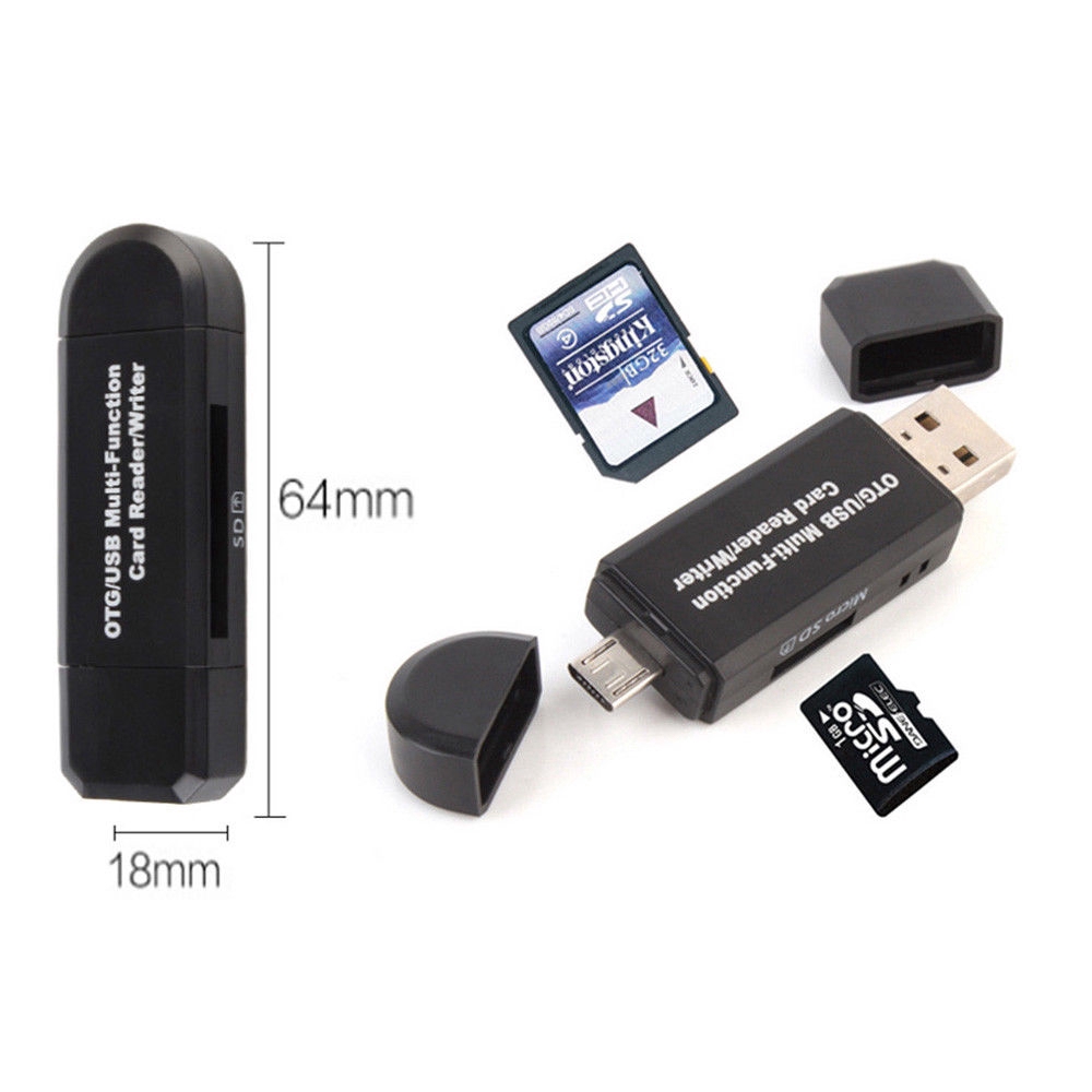 Bộ chuyển đổi 3 trong 1 từ Micro USB OTG sang USB 2.0 SD / Micro SD siêu tiện lợi