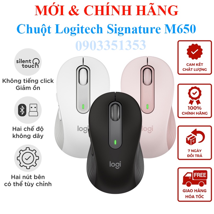 Chuột Logitech Signature M650 Silent Touch Multi Device, POP