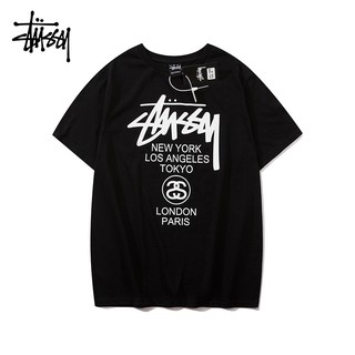 🔥全场免郵🔥+關注現折 stussy 夏季爆款世界巡游经典款 T恤 經典印花 寬松休閒T恤 男女情侶裝 t-shir