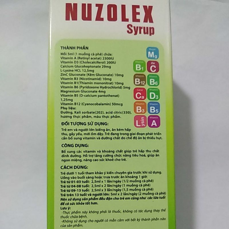 Nuzolex_ bổ sung vitamin cho bé trên 1 tuổi