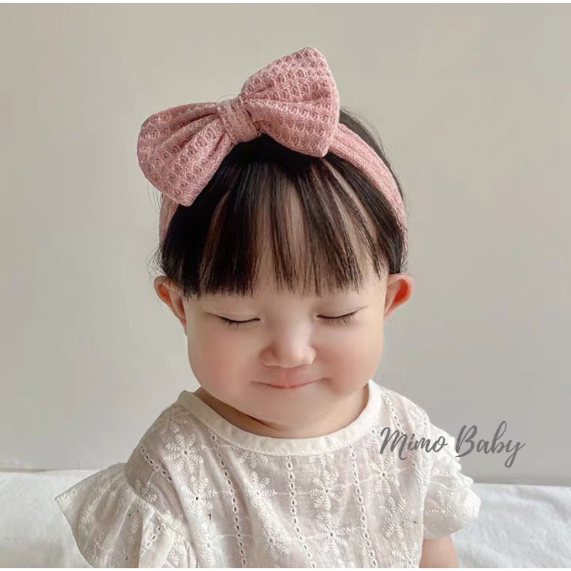 Băng đô bản to chất cotton len, turban đính nơ xinh xắn cho bé gái BD71 Mimo Baby
