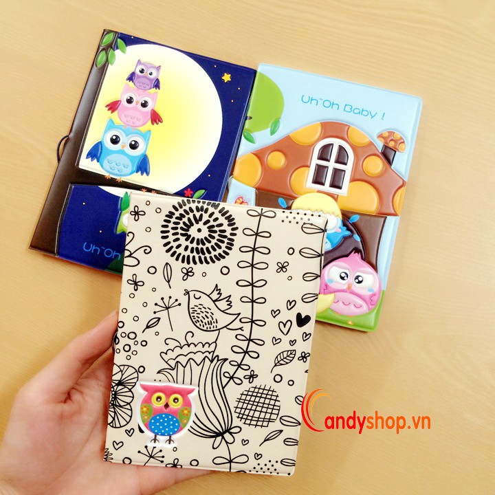 Ví bọc hộ chiếu passport cover cú mèo loại dày bền tốt có ngăn để thẻ vé máy bay