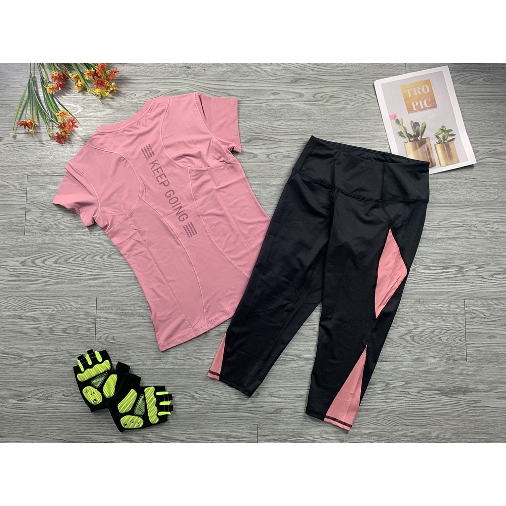 [Mã 44FASHIONSALE286 giảm 10K đơn 50K] Áo tập gym yoga nữ, áo cộc tay thể thao chất thun lạnh, co giãn 4 chiều