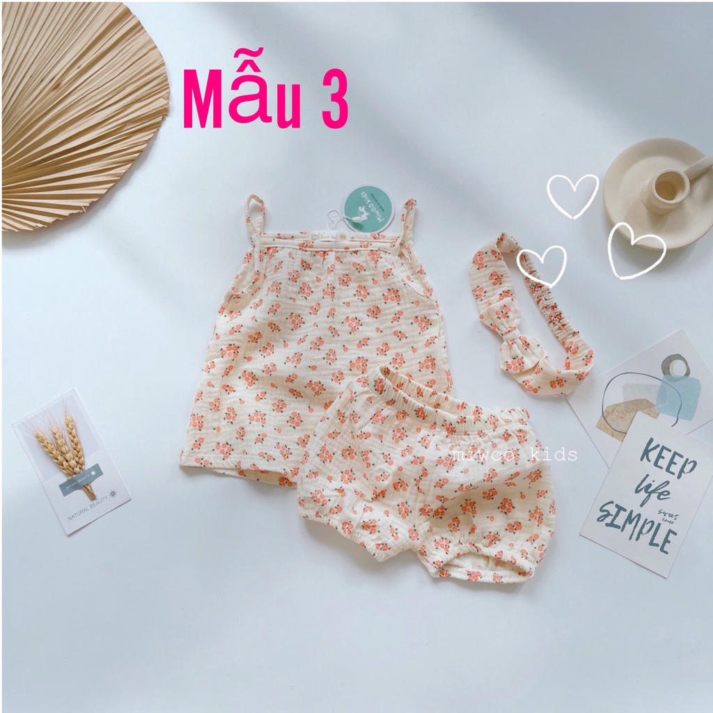 Đồ bộ 2 dây chất musline cao cấp cho bé gái / Đồ bộ 2 dây bé gái