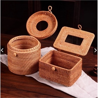 Hộp đựng khăn giấy ăn bằng mây SẴN HÀNG