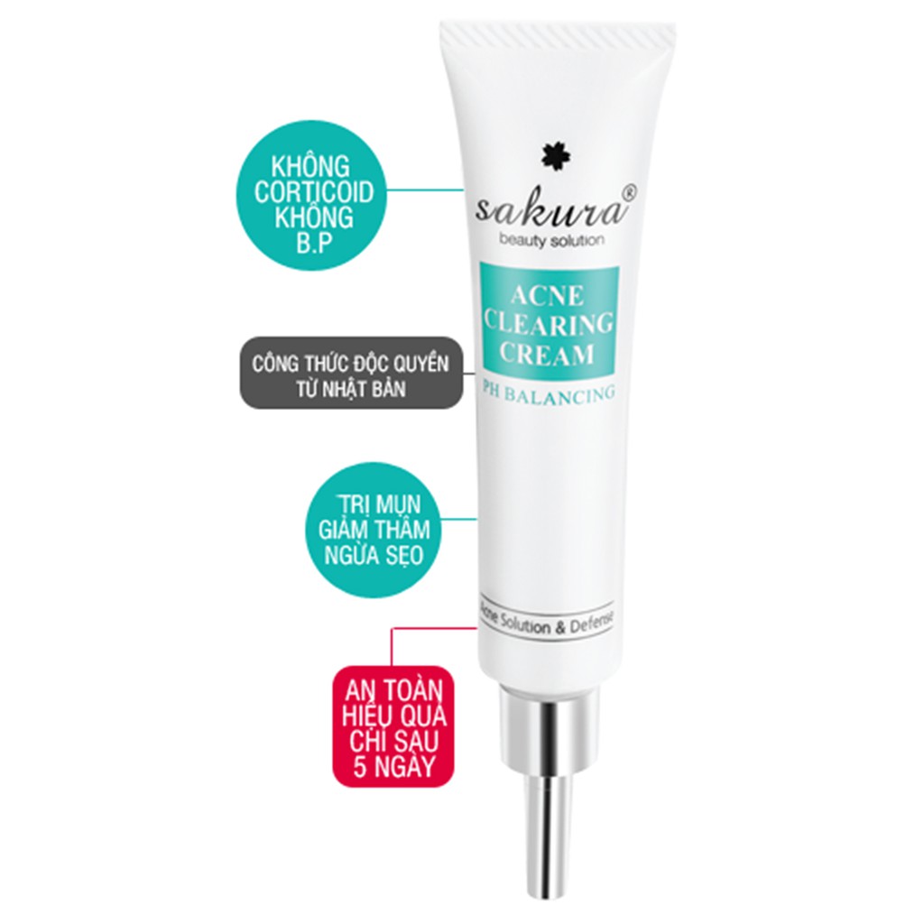 Kem giảm, ngăn ngừa mụn Sakura Acne Clearing Cream - Hàng Nhật
