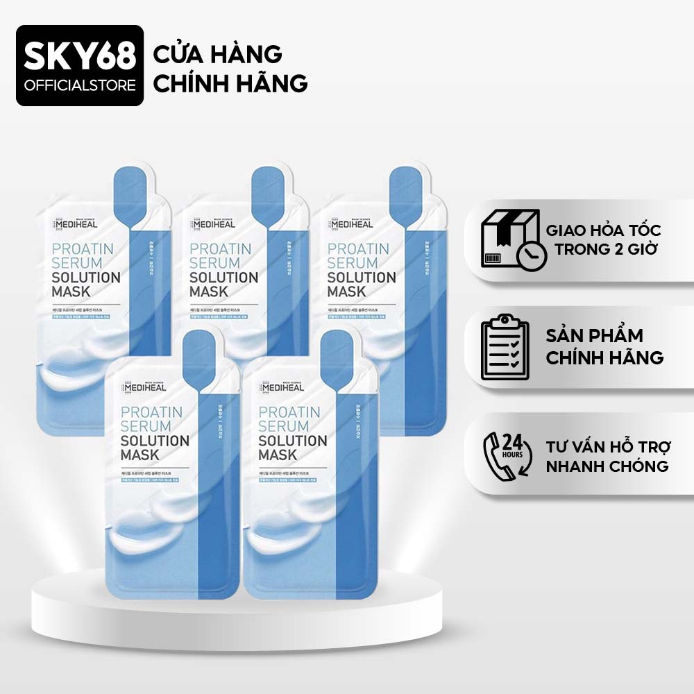 Combo 5 Mặt Nạ Bổ Sung Dưỡng Chất, Phục Hồi Chuyên Sâu Mediheal Solution Mask 25ml x 5 - Proatin Serum