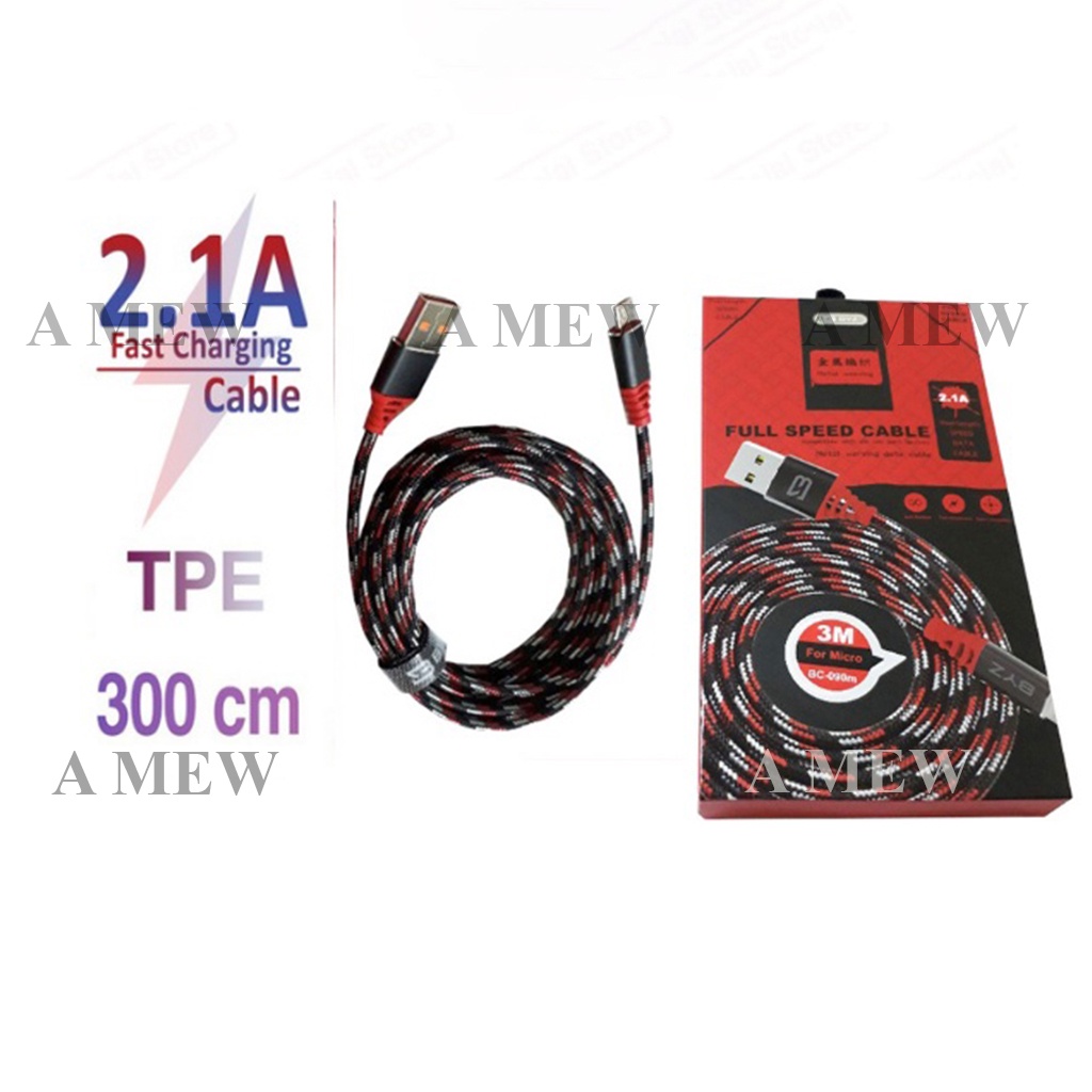 Dây Sạc Nhanh BYZ BC-090 Dây Dù Dài 3 Mét,cho IP/,micro/s.a.m.s.u.n.g,type c- AMEW SHOP