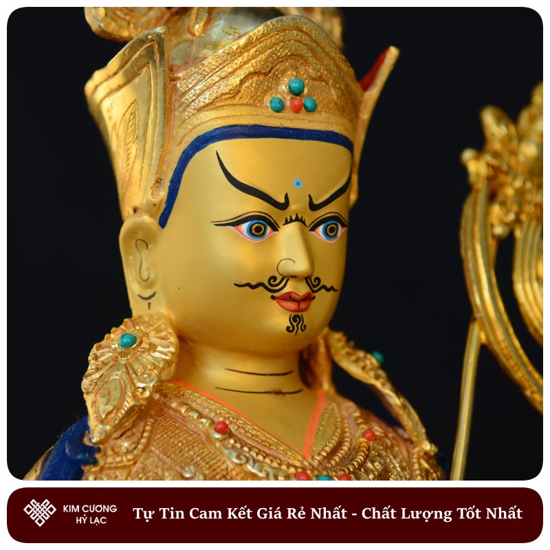 Tượng Phật Liên Hoa Sanh Mật Tông [Kim Cương Hỷ Lạc] Đồng Nepal 33 Cm