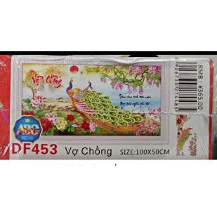 Tranh đính đá vợ chồng chim công DF453 (KT: 100 x 50 cm)