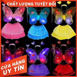 Bộ hóa trang thiên thần bướm cho bé  ( hàng chuẩn Loại 1 cánh kép váy xòe có đèn led)