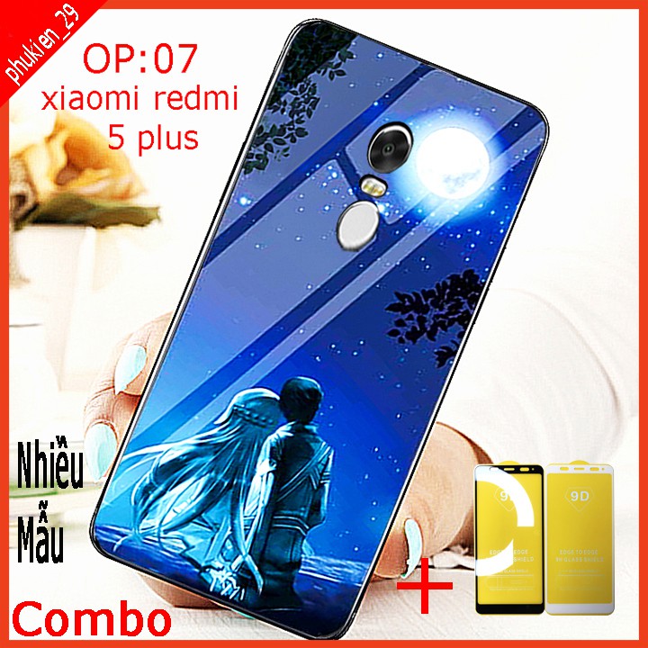 COMBO ốp lưng KÍNH 3D XIAOMI REDMI 5 PLUS SANG TRỌNG, TRẺ TRUNG (TẶNG KÈM 1 kính cường lực full màn hình )  Educae86