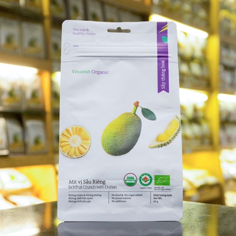 Mít sấy vị sầu riêng hữu cơ Vinamit 80gr
