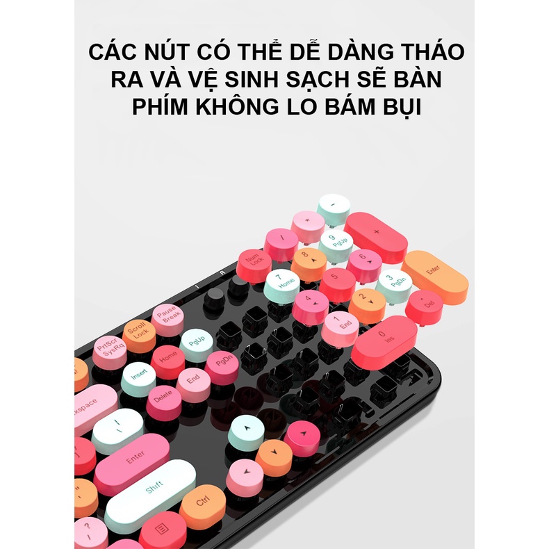 Bộ bàn phím và chuột không dây MOFII SWEET đa dạng màu sắc thiết kế nút tròn hiện đại
