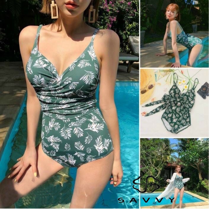 Bikini 1 Mảnh Xẻ Cổ V Sexy Đi Biển Siêu Hot, Bộ Bơi Nữ Áo Tắm Liền Thân Nơ Lưng Siêu Xinh