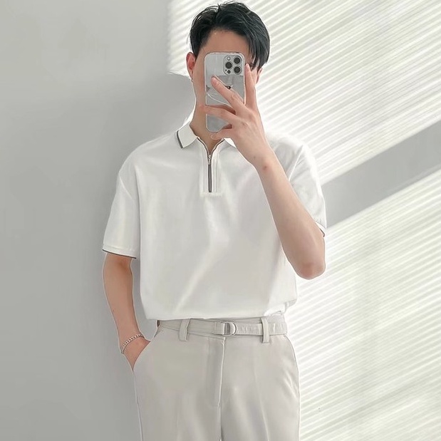 Áo Thun polo Màu Trơn Tay Ngắn Thời Trang Mùa Hè Size M-2XL Phong Cách Hàn Quốc Cho Nam