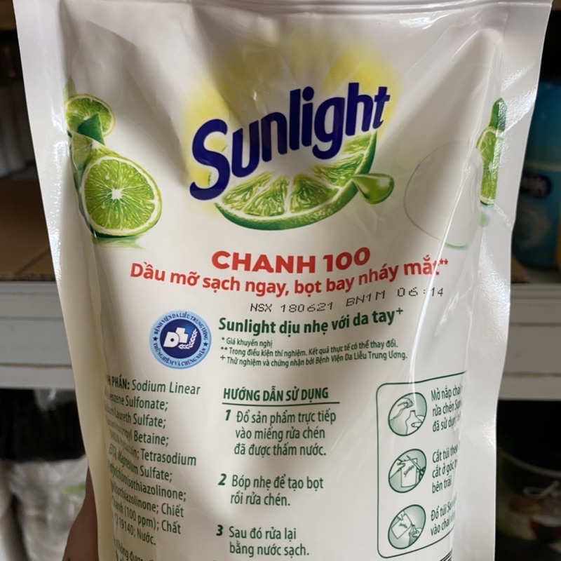 Nước rửa chén Sunlight Chanh 100 túi 750g