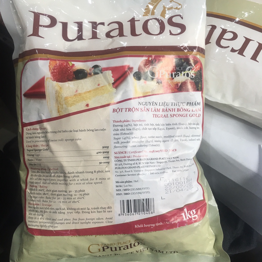 Bột trộn sẵn bánh bông lan Puratos 1Kg