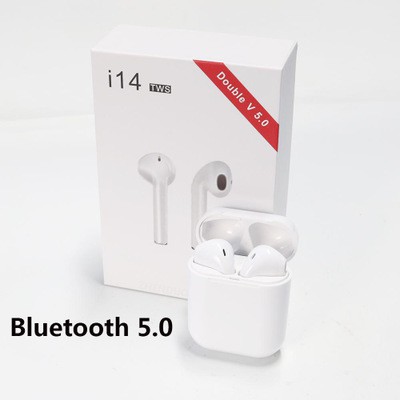 tai nghe Bluetooth i14 5.0 True Wireless trắng kèm vỏ case đựng tai nghe