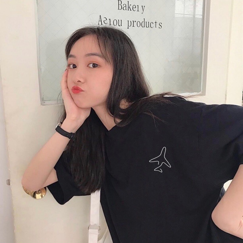 Áo thun tay lỡ. Logo Máy Bay. CoolZ phông Unisex nam nữ Cotton oversize form rộng CZ016
