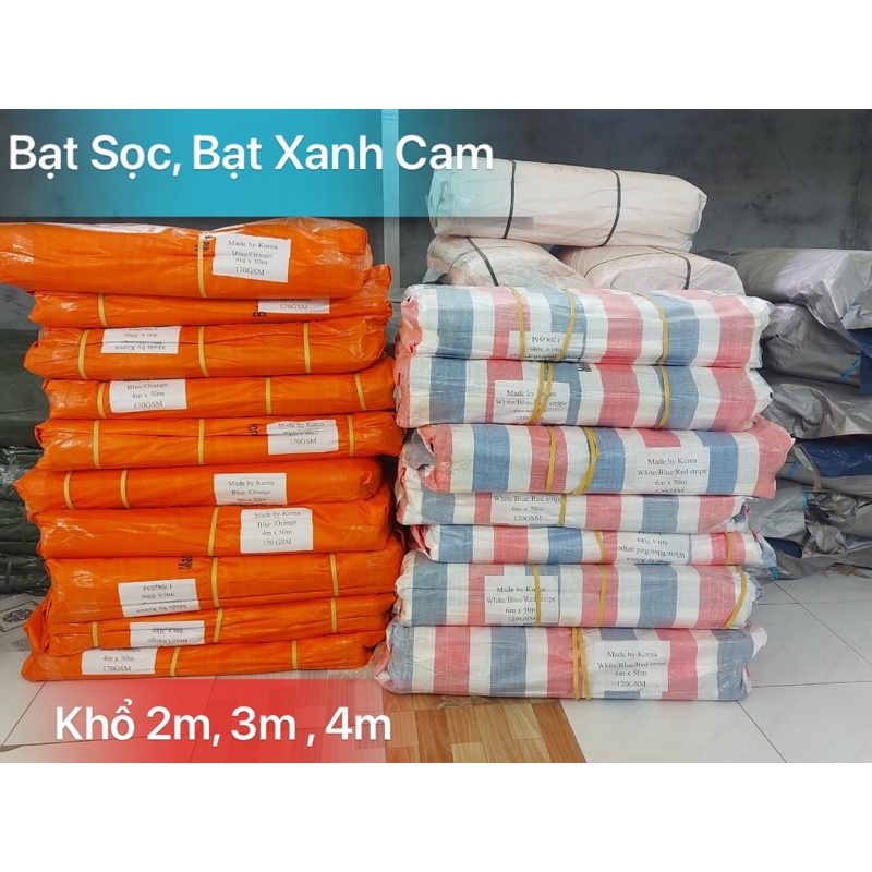 Cao su bạt sọc, bạt xanh cam khổ cao 2m, 3m, 4m ( Đơn giá 1m tới)