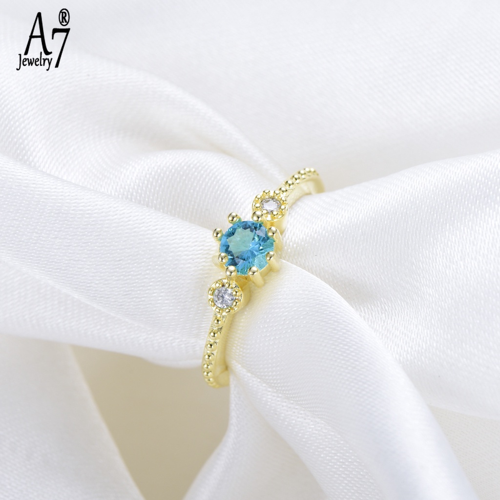 Nhẫn Bạc 925 Đính Cầu Hôn Màu Xanh Biển X5Y16