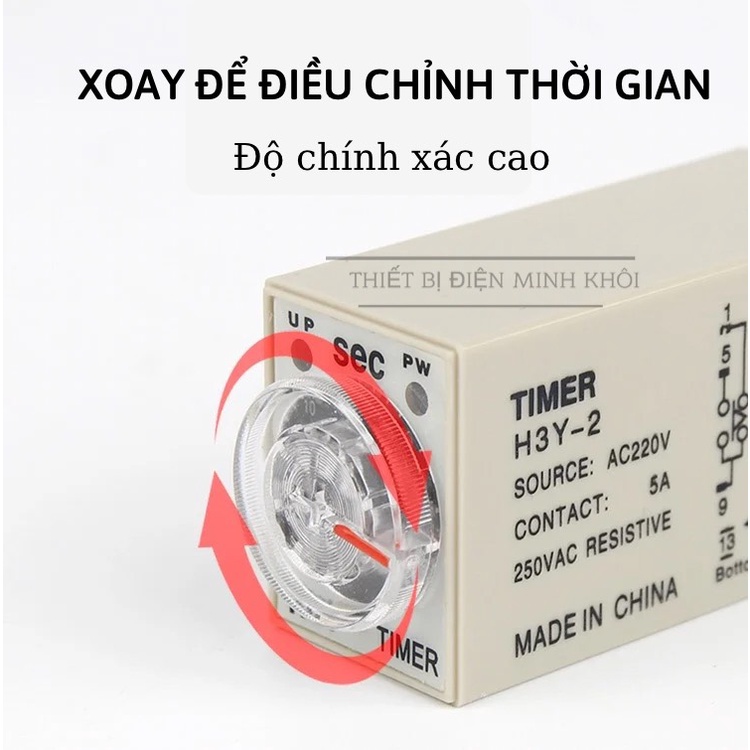 Rơ le thời gian H3Y-2, H3Y-4 Các Loại Kèm Đế, công tắc hẹn giờ, relay thời gian, timer hẹn giờ, timer cơ
