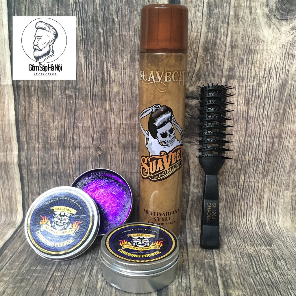 [ Tặng Lược ] Gôm Xịt Tóc Suavecito + Sáp Vuốt Tóc Pomade Hương Hoa Quả