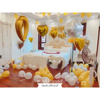 Set trang trí phòng cưới tone vàng và bạc