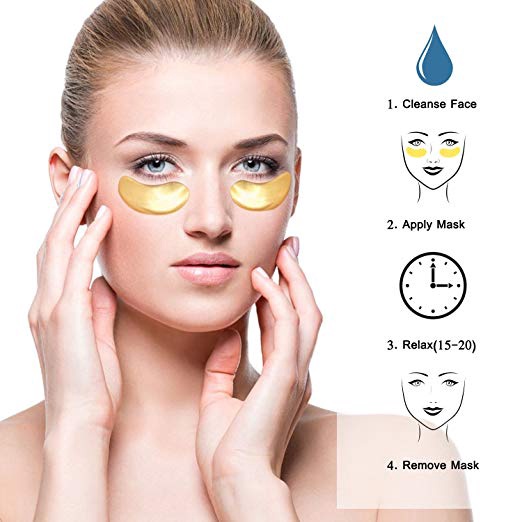 1 Pair Crystal Gold Collagen Gel Anti-Wrinkle Dark Circle Under Eye Patches Mask Pad